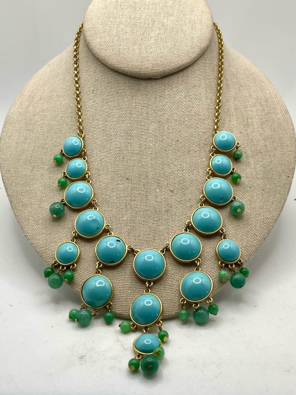 Stylish Talbots Faux Turquoise Bib Drop Statement Necklace Coastal Vibe - Picture 5 of 16
